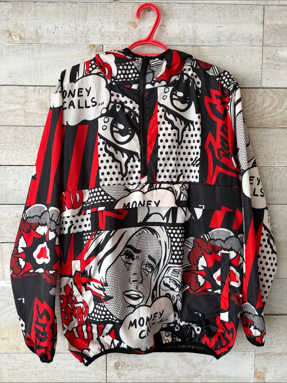 Reason Comic Book Print hooded windbreaker